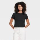 Women's Short Sleeve Shrunken T-shirt - Universal Thread Black