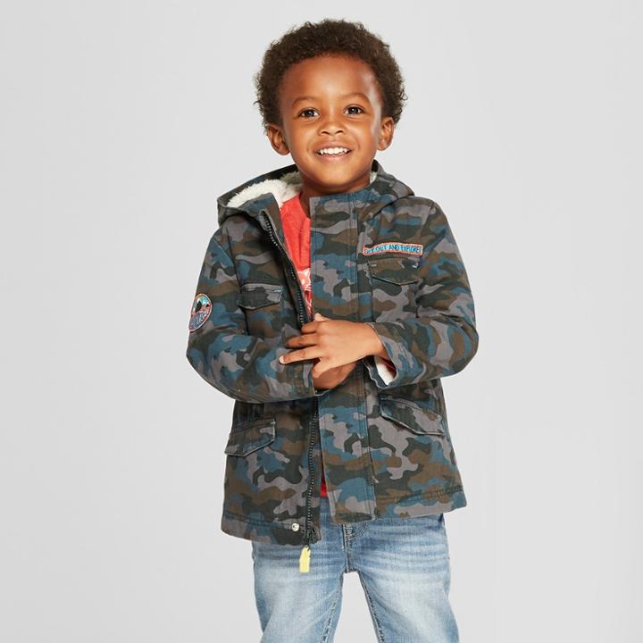 Toddler Boys' Camouflage Parka - Cat & Jack Blue 7,