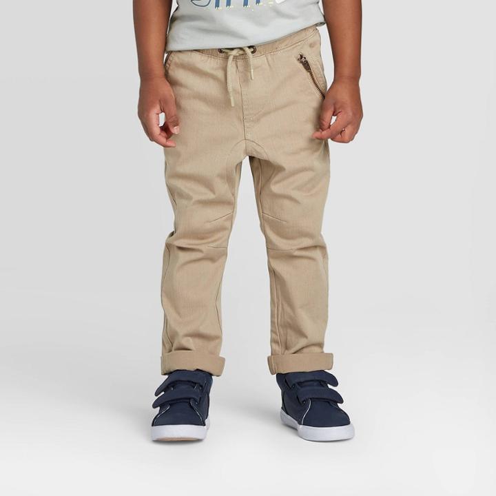 Toddler Boys' Utility Pull-on Pants - Cat & Jack Tan 12m, Toddler Boy's, Beige
