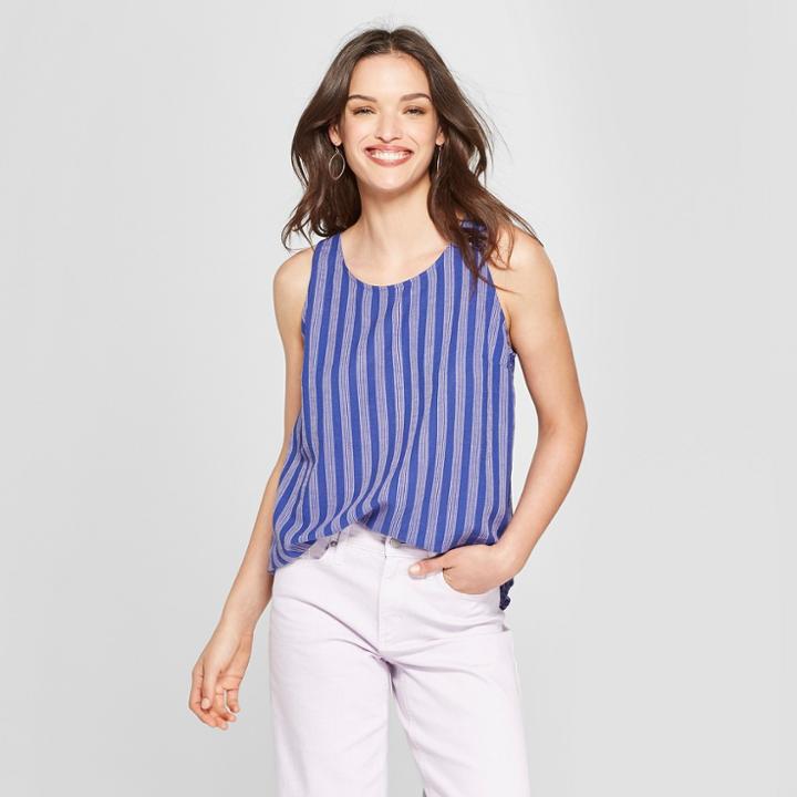 Women's Striped Woven Tank Top - Universal Thread Navy