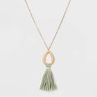 Smooth Teardrop With Woven Tassel Pendant Necklace - Universal Thread