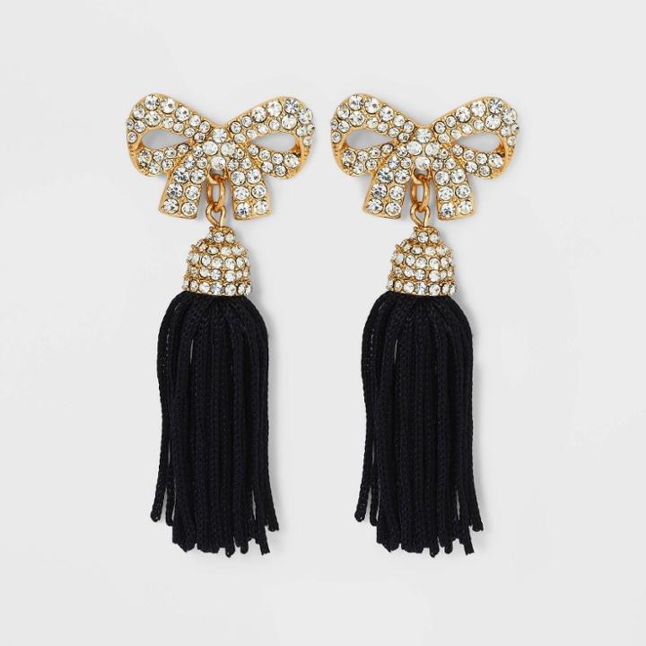 Sugarfix By Baublebar Bow Tassel Drop Statement Earrings - Black