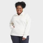 Women's Plus Size Cotton Fleece 1/4 Zip Sweatshirt - All In Motion Cream