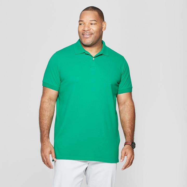 Men's Big & Tall Standard Fit Short Sleeve Pique Polo Shirt - Goodfellow & Co Bracken Fern
