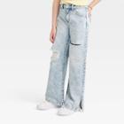 Girls' High-rise Wide Leg Jeans - Art Class Light Wash