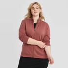 Women's Plus Size Hooded Zip-up Sweatshirt - Ava & Viv Rose X, Women's, Pink