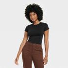 Women's Short Sleeve Seamless T-shirt - A New Day Black