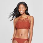 Women's Macrame High Neck Bikini Top - Xhilaration Copper D/dd Cup, Brown