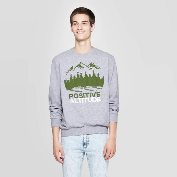Gender Inclusive Long Sleeve Crewneck Positive Altitude Graphic Sweatshirt - Awake Gray M,