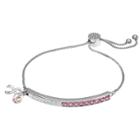 Distributed By Target Women's Adjustable Bracelet With Pink Swarovski Crystal In Silver Plate - Pink