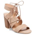 Women's Harriet Lace Up Heeled Ankle Strap Sandals - Merona Taupe (brown)
