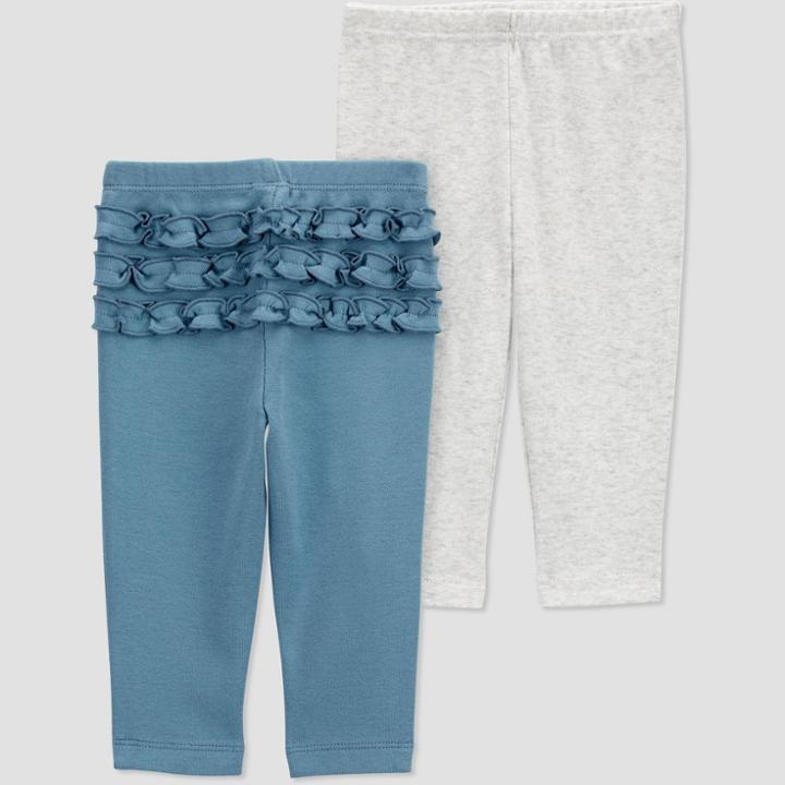 Carter's Just One You Baby Girls' 2pk Ruffle Pants - Navy/heather Gray
