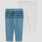 Carter's Just One You Baby Girls' 2pk Ruffle Pants - Navy/heather Gray