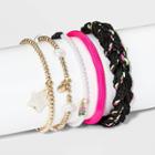 Shiny Gold With Acrylic Beads Multi Stretch Bracelet Set - Wild Fable Neon Pink/black