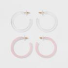 Sugarfix By Baublebar Lucite Hoop Earring Set - Blush Pink, Girl's