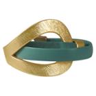 Zirconmania Zirconite Hook N Eye Genuine Leather Wrap Wristband Bracelet - Gold/turquoise, Girl's
