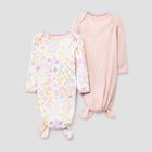 Baby Girls' 2pk 'in Bloom' Rib Tie Nightgown - Cloud Island Rose Pink