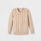 Toddler Boys' Crew Neck Cable Knit Pullover Sweater - Cat & Jack Oatmeal Heather
