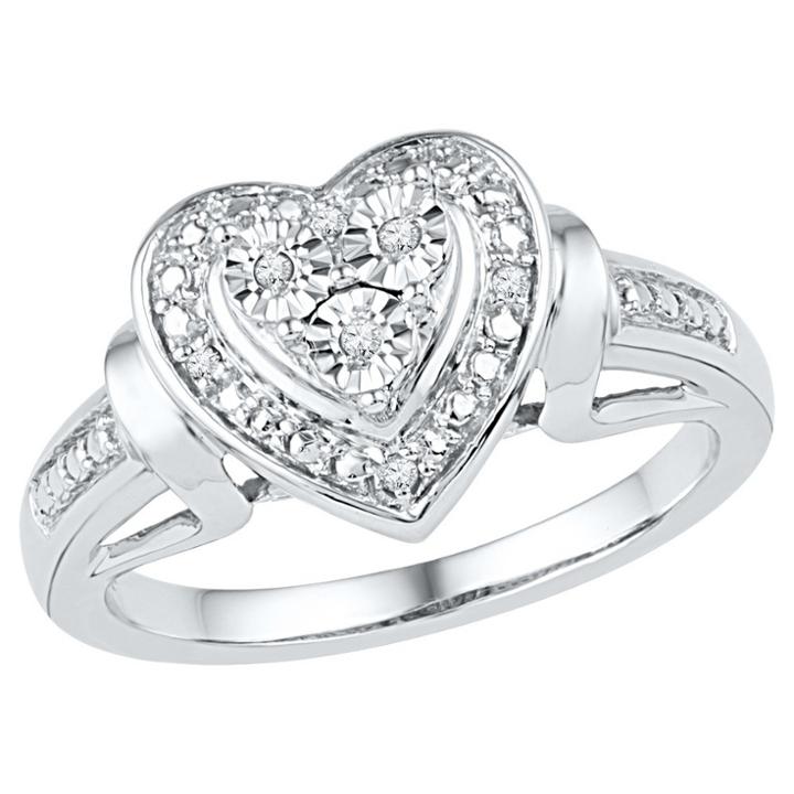 Target 1/20 Ct. T.w. Round Diamond Miracle Set Heart Ring In Sterling Silver (7.5), Girl's, White