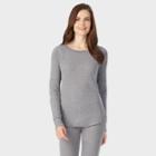Warm Essentials By Cuddl Duds Women's Waffle Thermal Scoop Neck Top - Gray