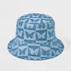 Girls' Denim Butterfly Bucket Hat - Art Class Blue