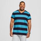 Men's Big & Tall Striped Short Sleeve Novelty T-shirt - Goodfellow & Co Aqua Dip