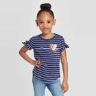 Toddler Girls' Striped Sequin Heart T-shirt - Cat & Jack Navy 12m, Toddler Girl's, Blue