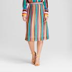 Women's Striped Pleated Skirt- Who What Wear Yellow/green L, Multicolored