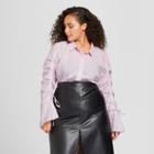 Women's Plus Size Long Sleeve Drawstring Top - Who What Wear Pink