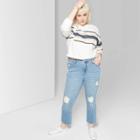 Women's Plus Size High-rise Crop Jeans With Side Taping - Wild Fable Light Wash