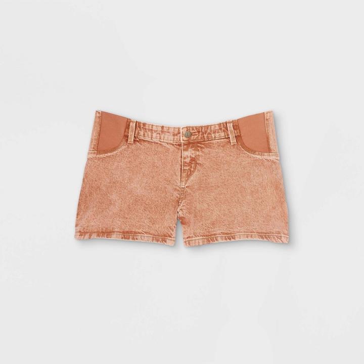 Maternity Carpenter Side Panel Jean Shorts - Isabel Maternity By Ingrid & Isabel Brown