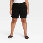 Women's Plus Size High-rise Bermuda Jean Shorts - Ava & Viv Black