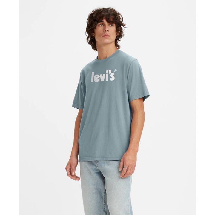 Levi's Men's Relaxed Fit Short Sleeve Crew Neck T-shirt - Aqua Blue