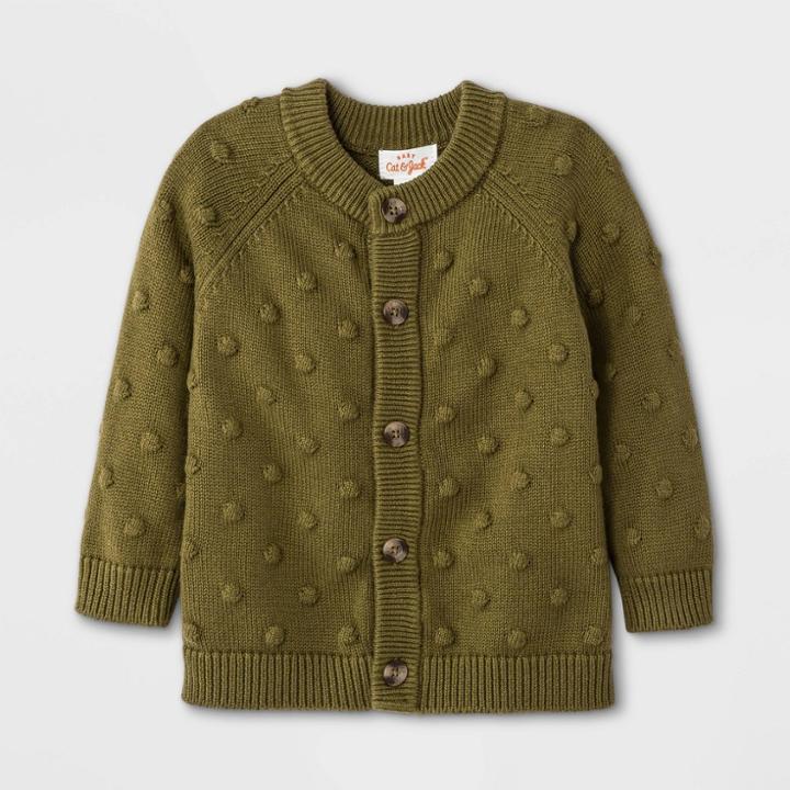Baby Bobble Sweater Cardigan - Cat & Jack Olive Green