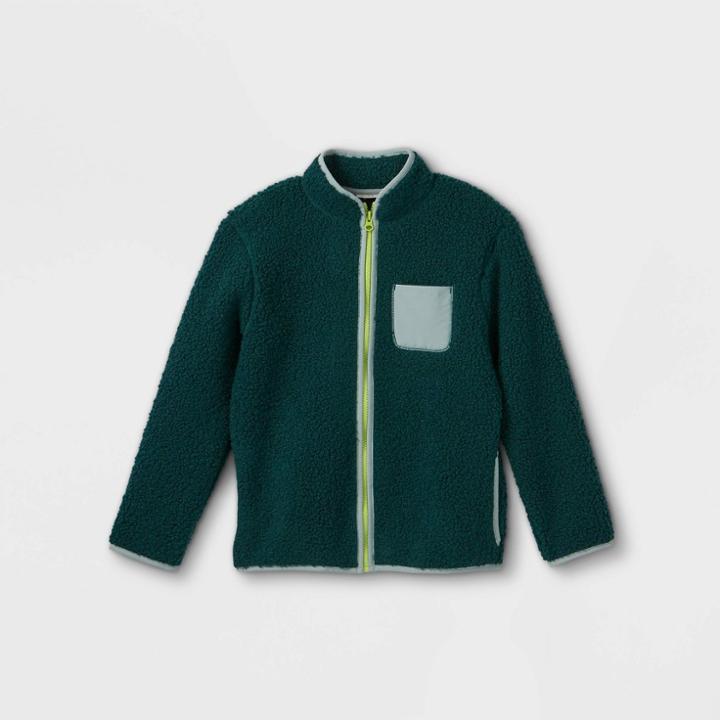 Kids' Sherpa Zip-up Jacket - Cat & Jack Green