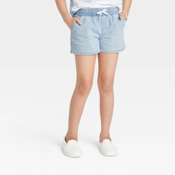 Girls' Pull-on Lightweight Jean Shorts - Cat & Jack Light Wash