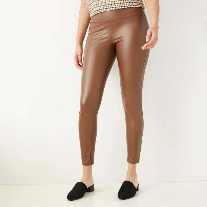 Women's High-rise Faux Leather Leggings - A New Day Brown