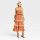 Women's Sleeveless Tiered Dress - Universal Thread Orange Floral