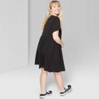 Target Women's Plus Size Short Sleeve Round Neck Knit Babydoll Dress - Wild Fable Black