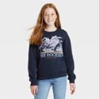 Girls' Oversized Graphic Crewneck Sweatshirt - Art Class Navy