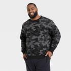 Men's Big & Tall Camo Print Cotton Fleece Crewneck Sweatshirt - All In Motion Black