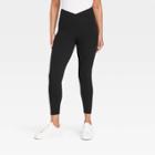 Women's Crossover V-waistband Leggings - A New Day Black