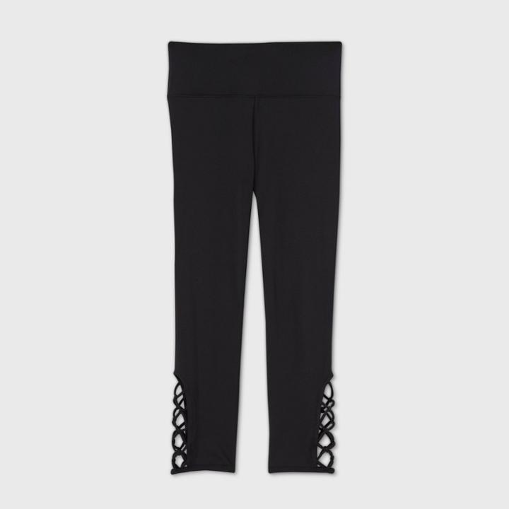 Women's High-waisted Macrame Capri Leggings- Joylab Black