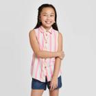 Girls' Striped Sleeveless Woven Top - Cat & Jack Pink Xs, Girl's,