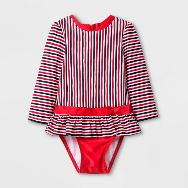 Baby Girls' Long Sleeve One Piece Swimsuit - Cat & Jack Red