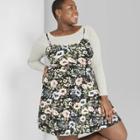 Women's Plus Size Floral Print Strappy Knit Swing Dress - Wild Fable Black