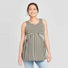 Maternity Striped Knit Tank Top - Isabel Maternity By Ingrid & Isabel Olive/white
