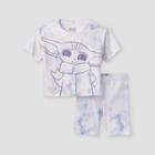 Lucas Girls' Baby Yoda Tie-dye Top & Bottom Set - Purple/white