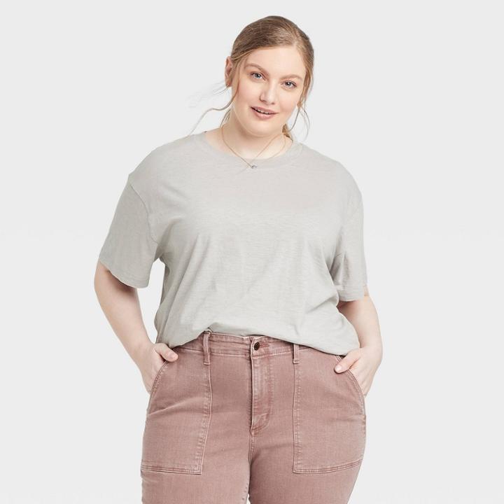 Women's Plus Size Short Sleeve Boxy T-shirt - Universal Thread Gray Wash