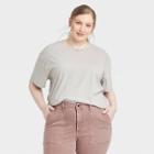 Women's Plus Size Short Sleeve Boxy T-shirt - Universal Thread Gray Wash